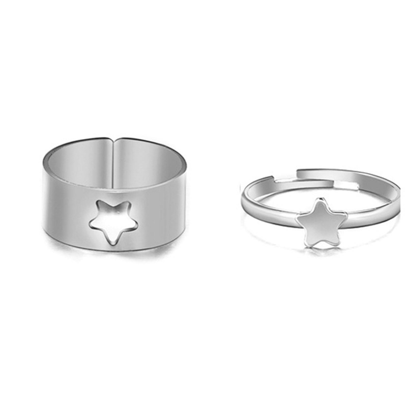 2pcs Cincin Jari Telunjuk Kombinasi Desain Kupu-Kupu Gaya Punk Untuk Pasangan