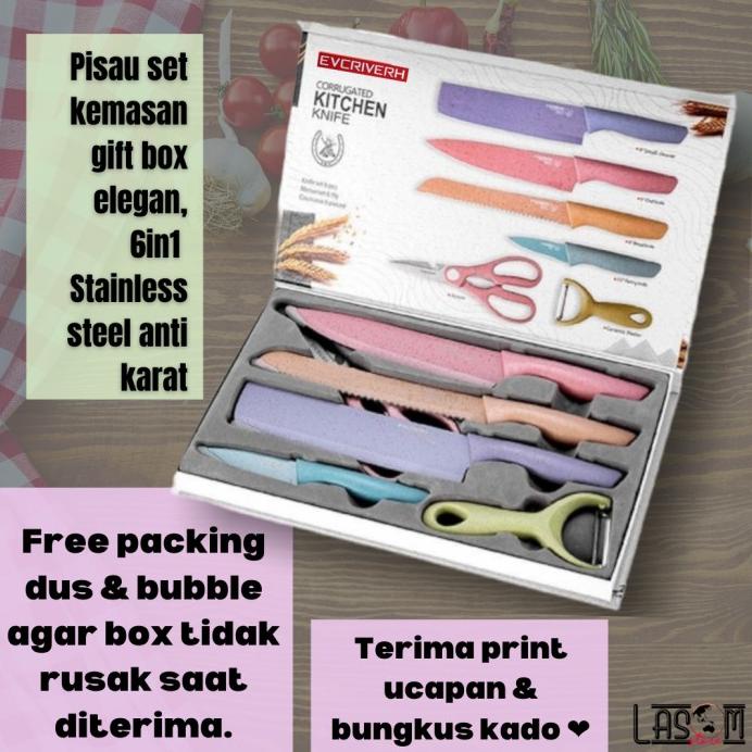

Pisau Set Evcrierh 6In1 6 Pc Stainless Warna Pastel Gift Box Elegant