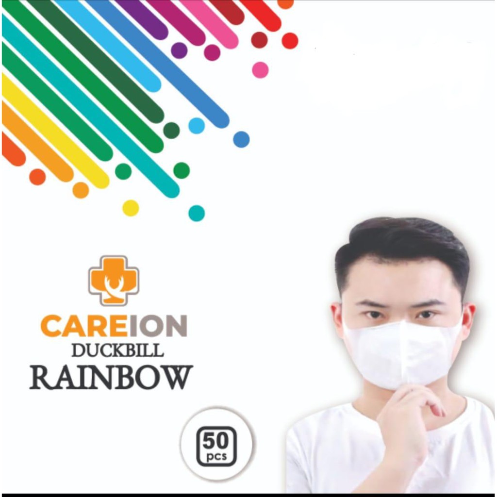 Masker Warna Warni Duckbill Masker Pelangi Duckbill Rainbow isi 50 mix