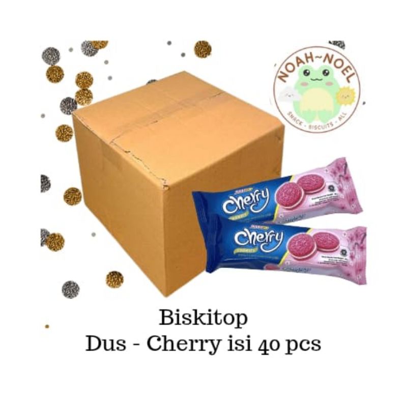 

NN - (1 DUS) BISKITOP Cherry Cookies 50gr Biskuit Oreo rasa Ceri Biskuit rasa buah segar