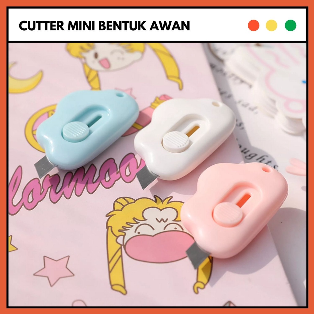 Cutter Kater/Silet/Pisau Mini Kecil Cute Lucu Aesthetic | Alat Pemotong Kertas Bentuk Awan Portable 