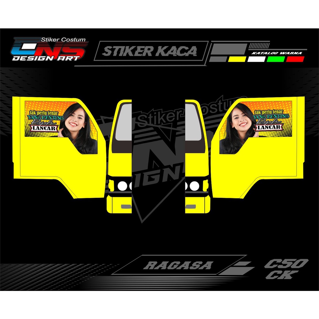 Stiker Sticker Kaca Samping Truk Ragasa kanan kiri Stiker Blok Kaca Samping Truk Canter Kanan kiri S