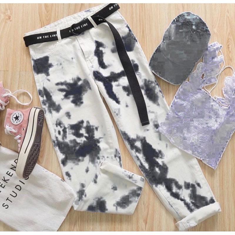 1KG MUAT 3PCS | SAVANA BOYFRIEND BAGGY JEANS TIE DYE HITS SELEBGRAM FASHION WANITA MUSLIMAH