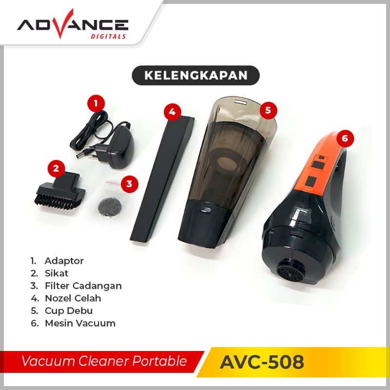 Advance Vacuum Cleaner Portable / Penyedot Debu Tanpa Kabel AVC-508
