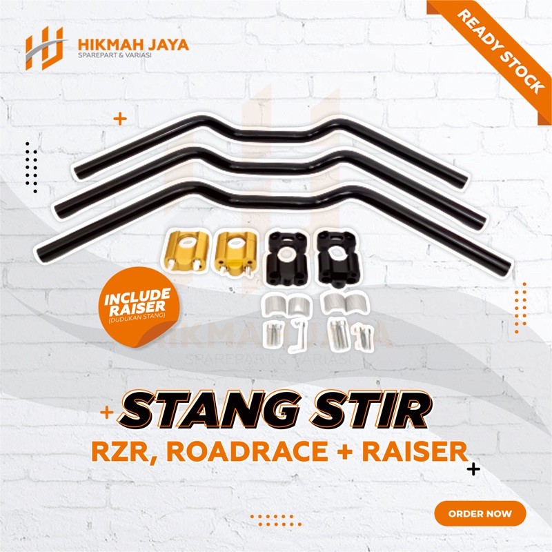 Stang Stir Motor RZR RXZ Roadrace Balap Racing Universal Hitam Crom + Raiser CNC TERMURAH