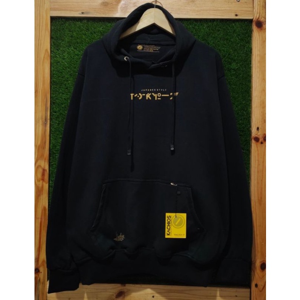 [COD] SWEATER HOODIE PRIA DISTRO PREMIUM ORI KACHIOS HITAM MOTIF SIMPLE JAPANESE STYLE BAHAN FLEECE 