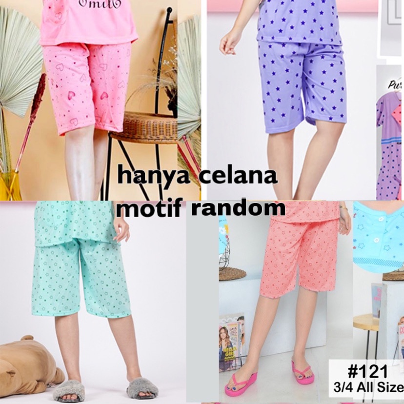 Pamelo.id Stelan C3/4 Baby Doll / Suplier Sleep Wear / Baju Tidur Wanita kaos Katun / Stelan Baju Tidur Murah Produk Terlaris Set HP-Celana saja Randpm H