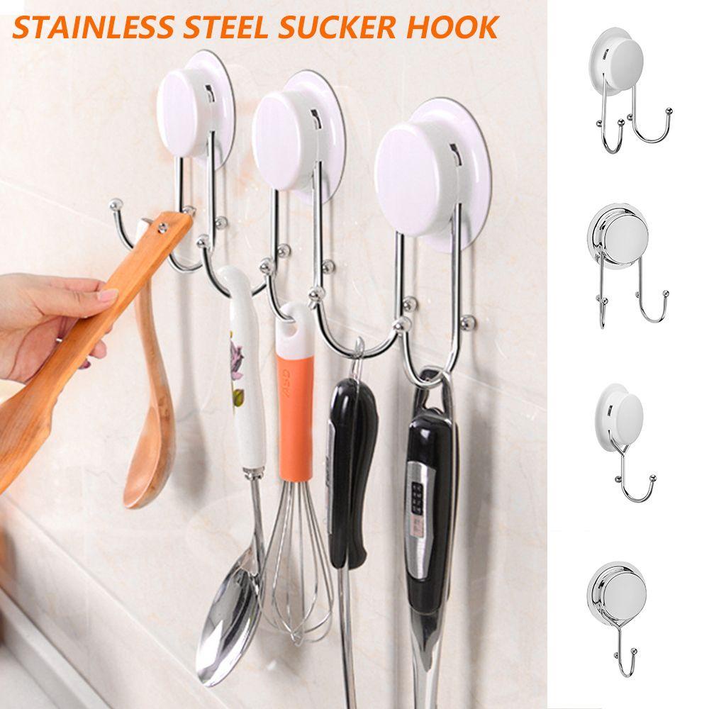 Populer Single/Double Hang Hook Dapur&amp;Kamar Mandi Vacuum Sucker Tempat Penyimpanan Gantungan Dinding