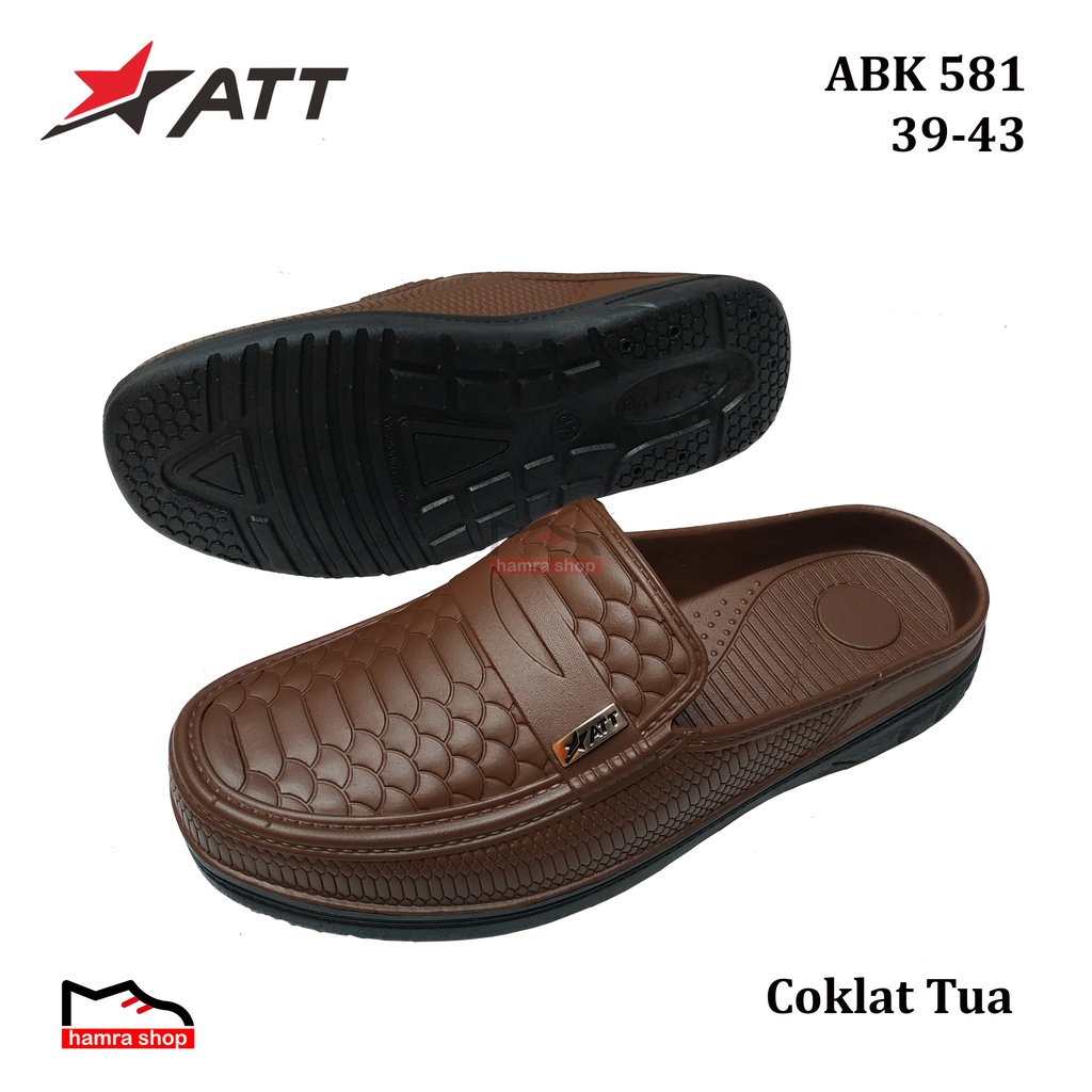 ATT ABK 581 Sepatu Sandal Slop Karet Pria Motif Kulit Ular