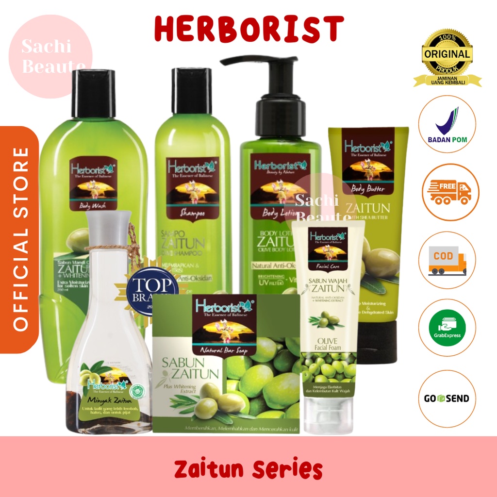 HERBORIST Zaitun Series - Body Wash / Shampoo / Lotion / Sabun Wajah / Minyak 75ml / 150ml