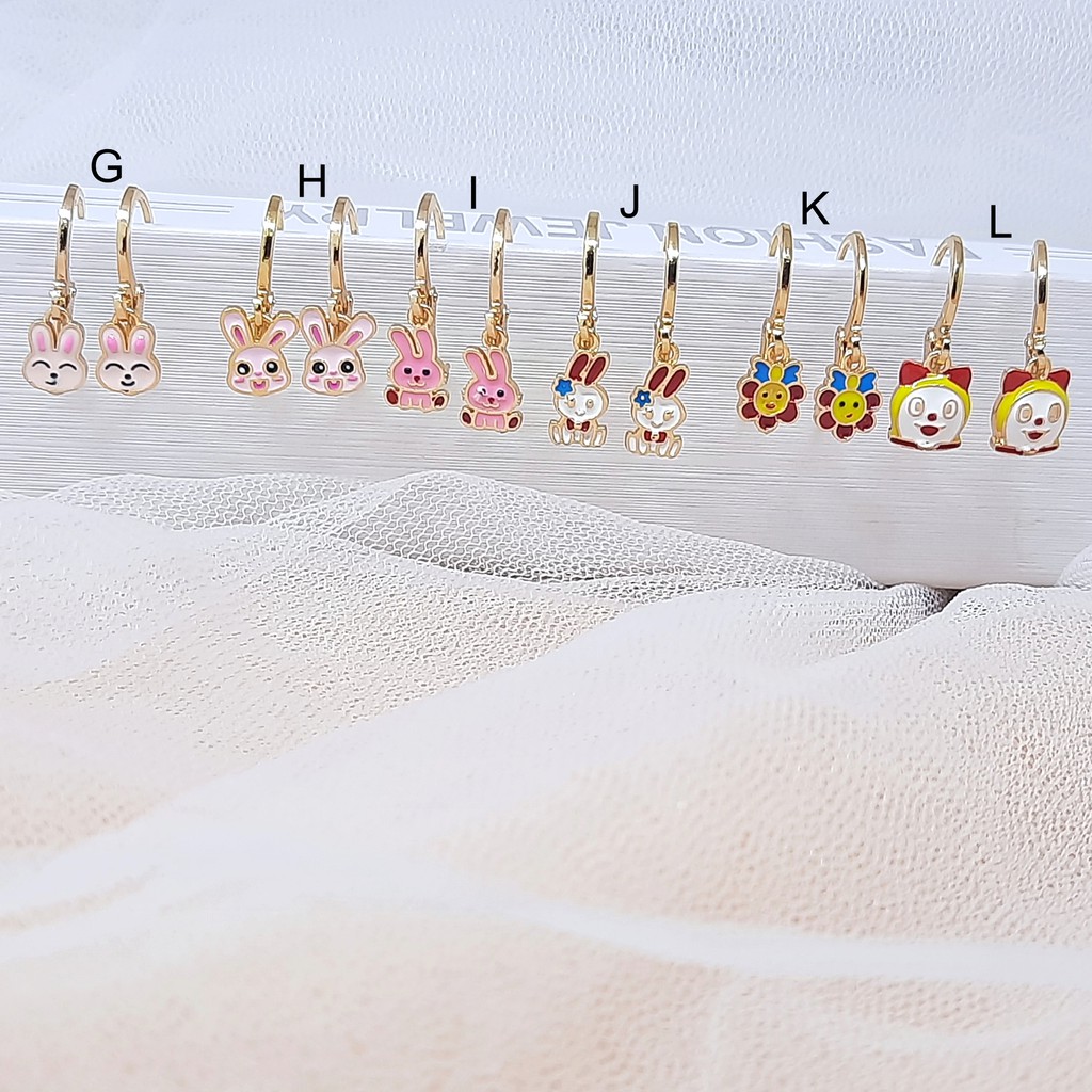 Anting Anak Kecil Tanggung ABG Xuping Karakter Lucu Love Daun Imut Lapis Emas - BE272