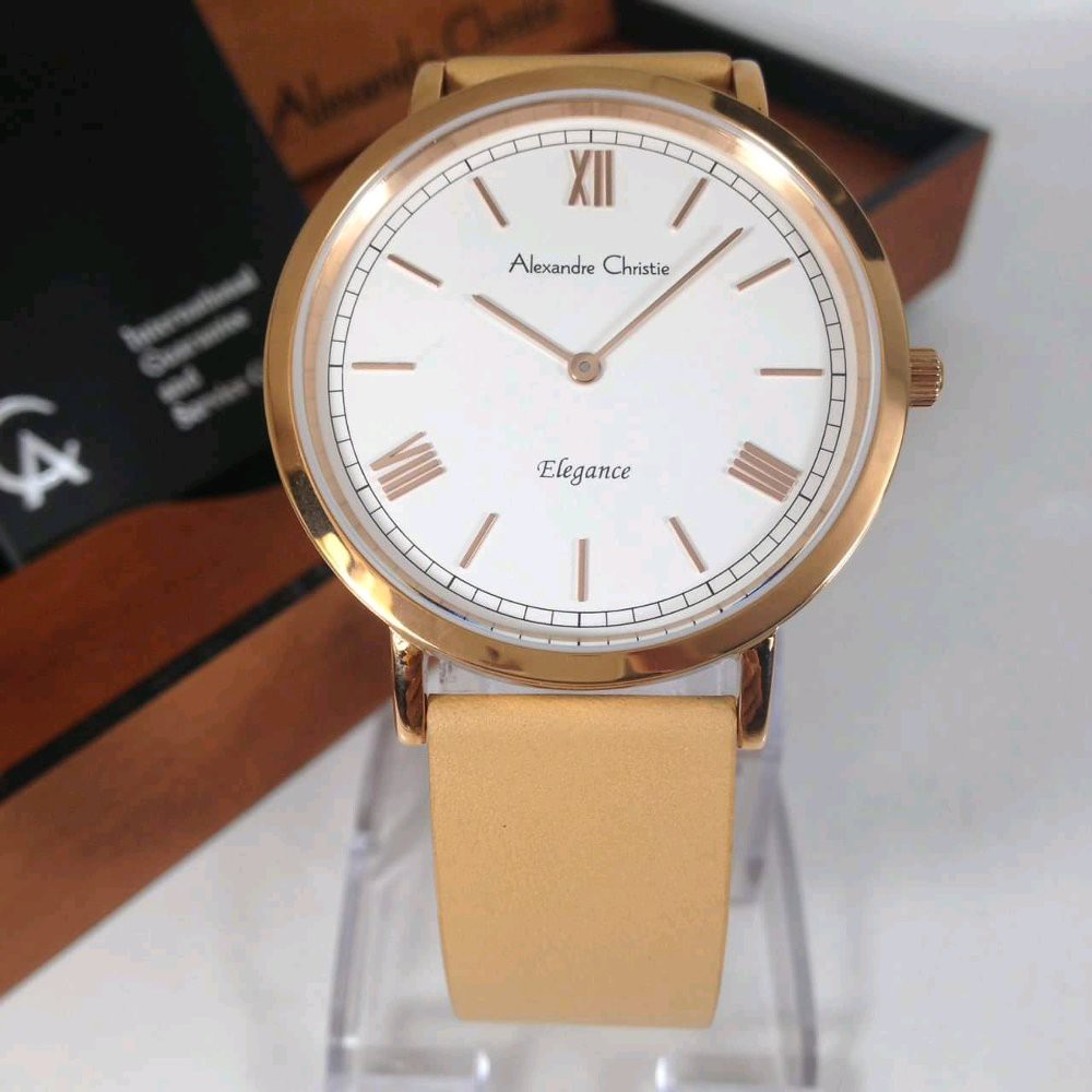 Jam Tangan Pria Alexandre Christie AC 9471 silver cream 40mm Original
