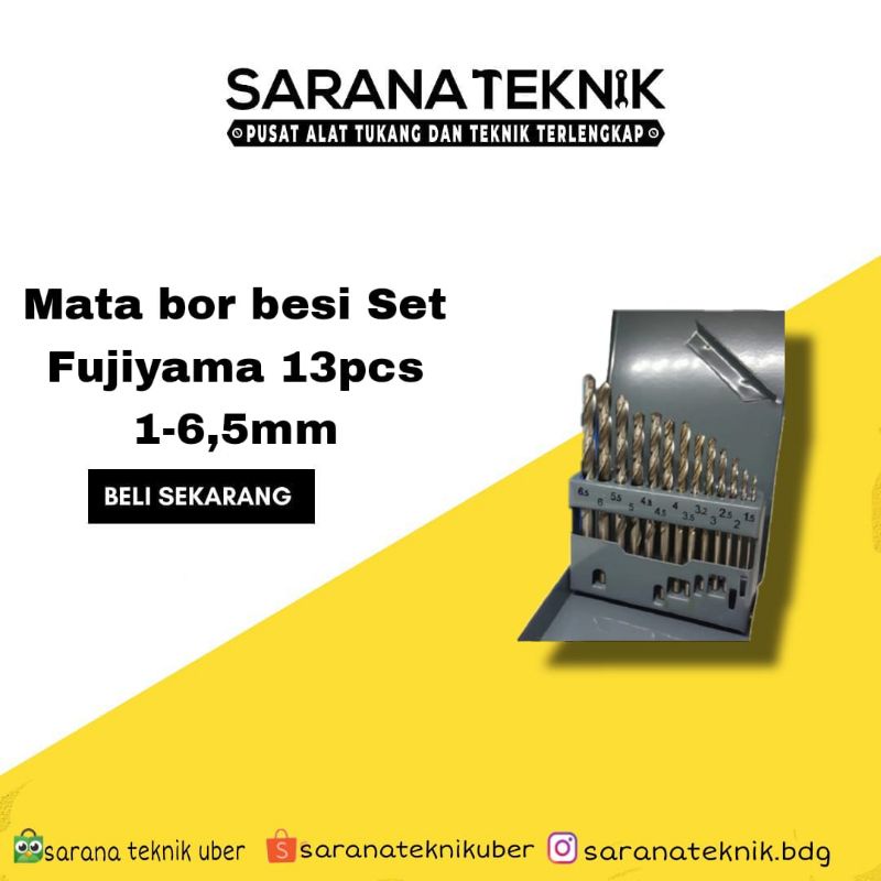 Fujiyama mata bor besi set 13pcs 1 - 6.5mm drill set / mata bor set besi fujiyama / Mata bor besi 13