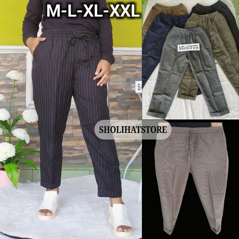 BAGGY PANTS SALUR SIZE M L XL XXL / CELANA BAGGY PANTS WANITA SALUR/ CELANA LINEN WANITA JUMBO MOTIF SALUR / CELANA LUNA SALUR JUMBO / ZARA PANTS / CELANA PANJANG WANITA TERBARU BAHAN SEMI WOLL PREMIUM SIZE M-L-XL SAMPAI JUMBO XXL / LINEN PANTS HIGH WAIST