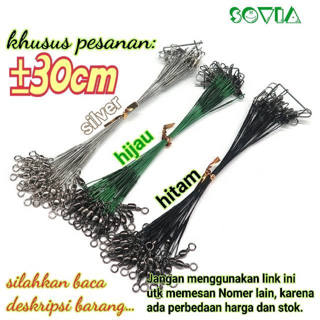 Kawat Pancing Leader Kili Kili /Sling atau Seling leader Hitam 30 cm
