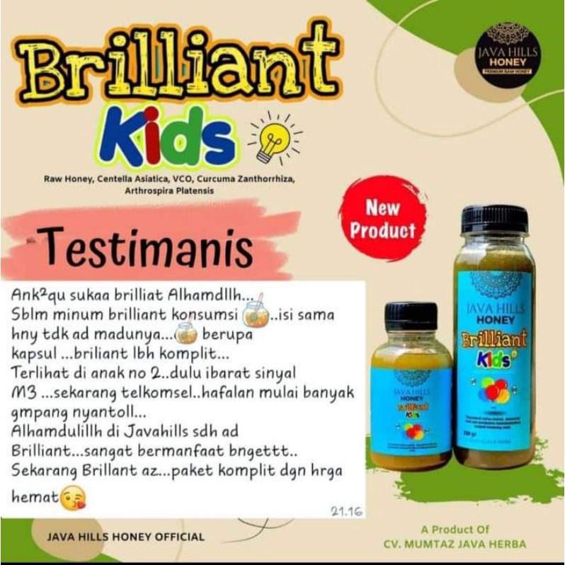 GRATIS SENDOK KAYU / MADU BRILIANT KIDS JAVAHILLS / JAVAHILLS HONEY MADU ANAK CERDAS / MENINGKATKAN NAFSU MAKAN / MADU PINTAR / MADU ANAK