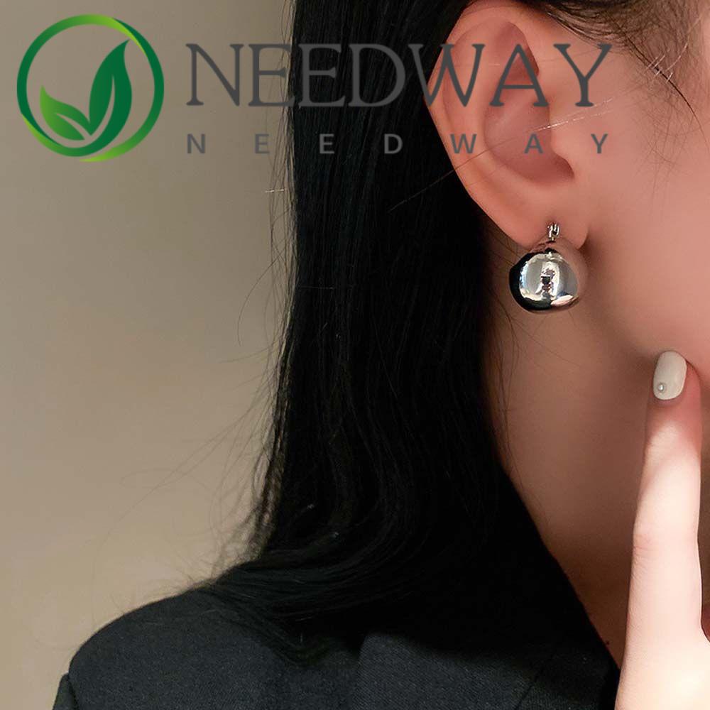 Anting Stud Bentuk Bola Bulat Geometris Warna-Warni Untuk Wanita