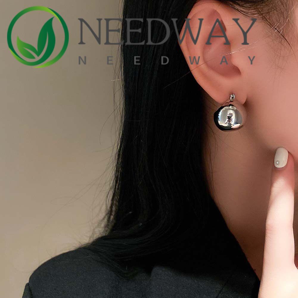 Anting Stud Bentuk Bola Bulat Geometris Warna-Warni Untuk Wanita