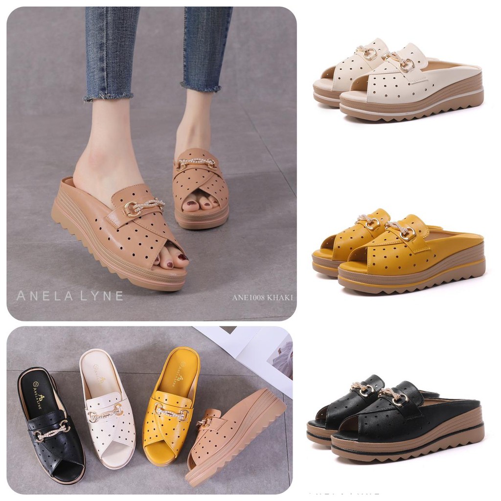 ANELA LYNE WEDGES SANDAL PEEP TOES TSABITA ANE1008 ORIGINAL