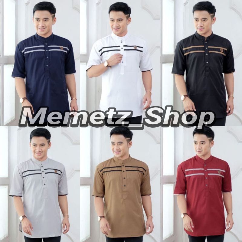 BAJU KOKO PRIA KURTA DEWASA MUSLIM LENGAN PENDEK MATERIAL CATTON SERAP KERINGAT KOKO HADROH