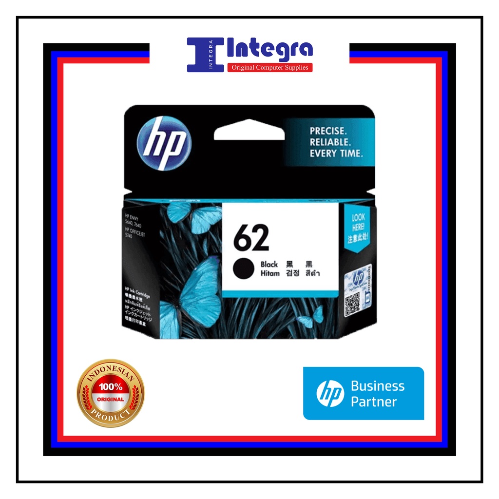 Tinta HP 62 Black / Hitam Original Cartridge - C2P04AA - Officejet OJ 200, 250