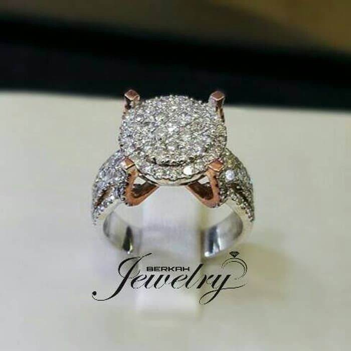 Cincin Wanita Kawin Nikah Original Emas Gold 18k Berlian Diamond Eropa Putih Asli DK1436