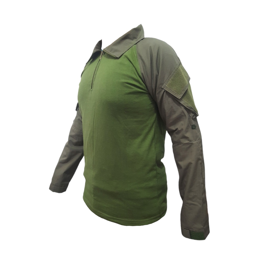 Combat shirt/kaos bdu lengan panjang hijau od/olive cotton ripstop+cardet 24s