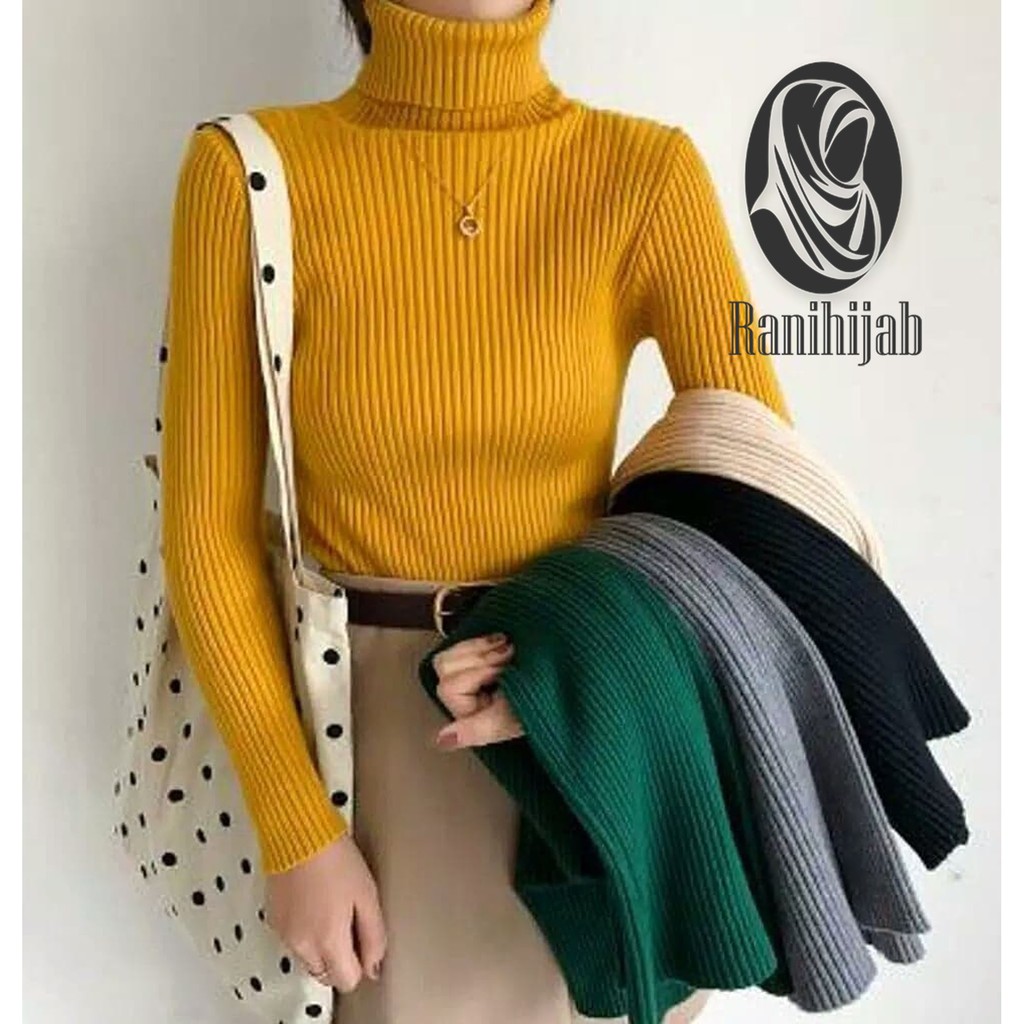 original sweater baju rajut wanita salur/turtleneck wanita/outrewear/switer cewek/rajut kerah tinggi