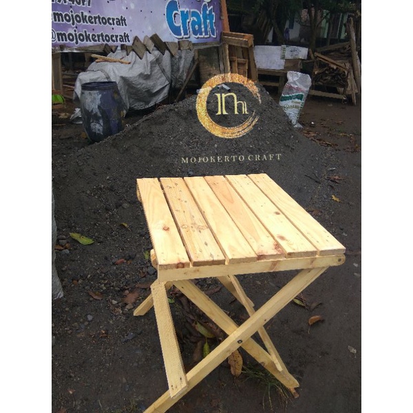 meja lipat portable papan kayu jati belanda