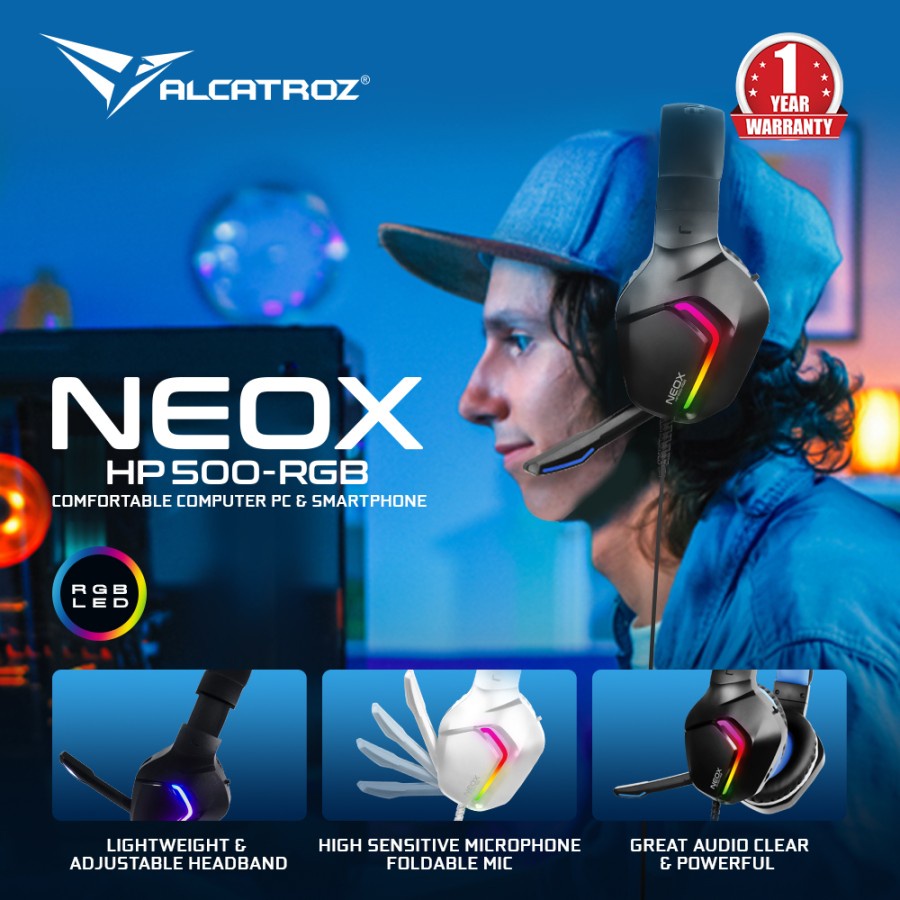 Headset Gaming Alcatroz Neox HP500 RGB Wired