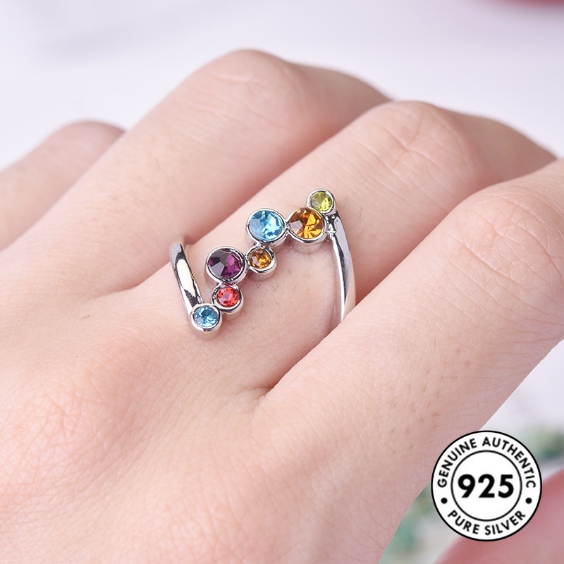 Cincin Lapis Silver S925 Model Kepang Dengan Batu Permata Untuk Wanita