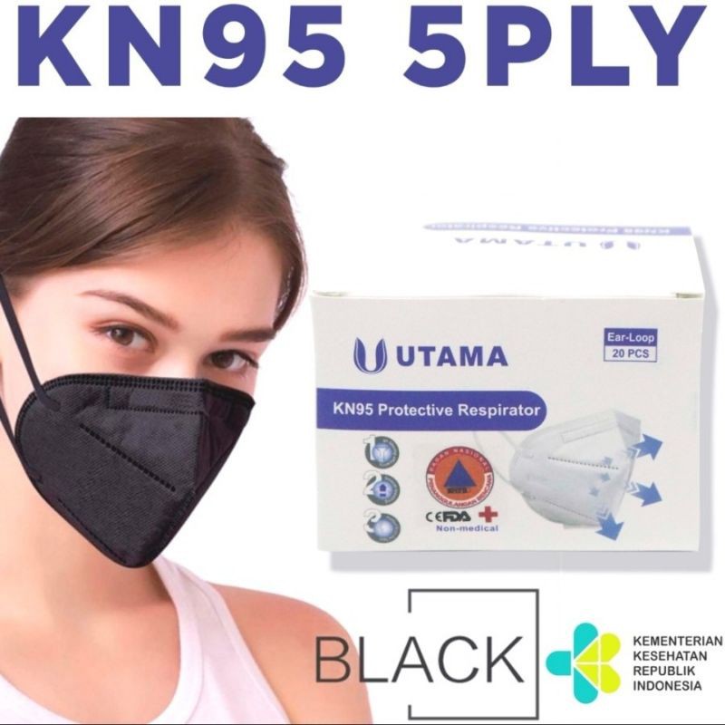 masker KN95 protective respirator 20PCS ( HANYA ADA WARNA HITAM )