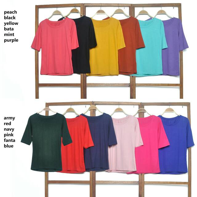 O-neck polos 3/4/Tshirt wanita murah/ Baju polos wanita