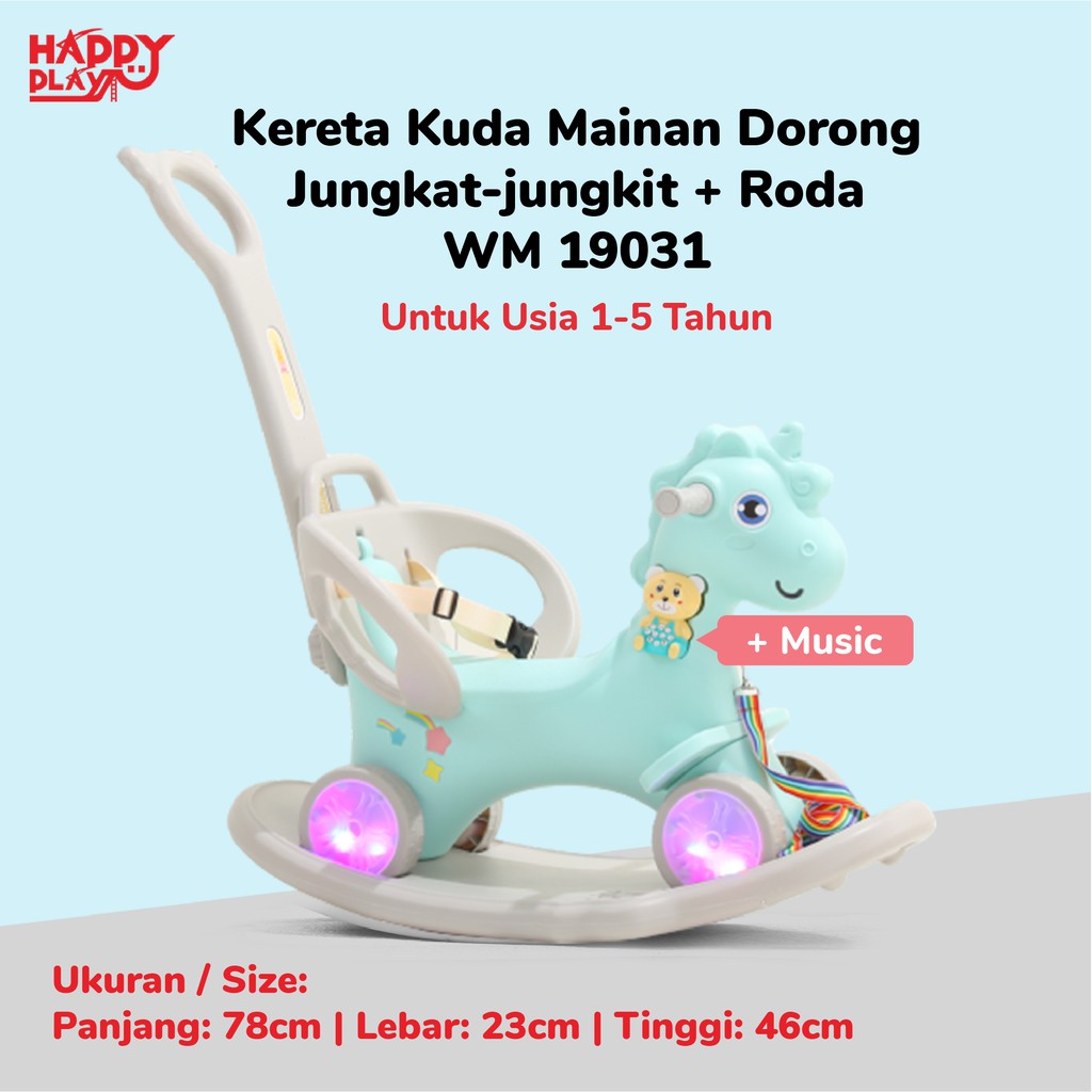  MAINAN ANAK KERETA DORONG  KUDA KUDAAN DENGAN MUSIK WM 