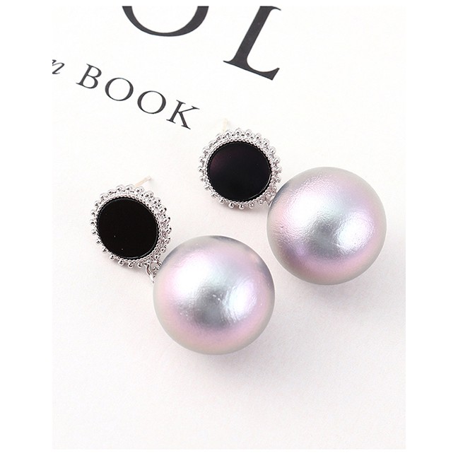 LRC Anting Tusuk Fashion Platinum Plated Pearl S925 Silver Needle Stud Earrings Y62605