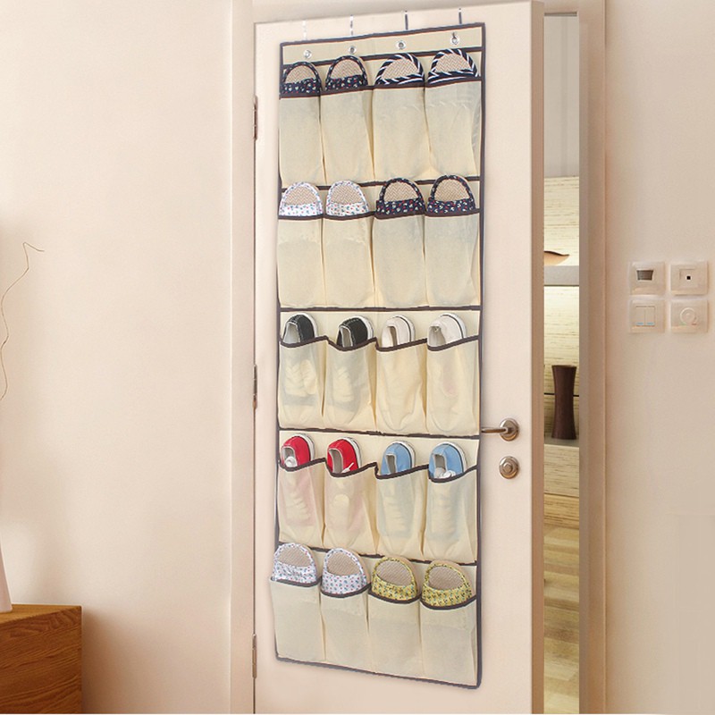 20 Grids Shoe Rack Home Door Wall Metal Hooks Shoes Storage Bag Jt0424 Shopee Indonesia