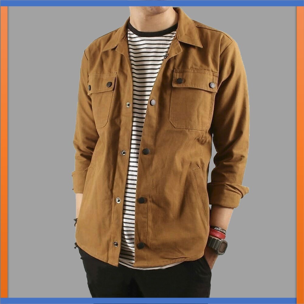 Jaket Semi Parka Pria Jaket Trucker Jaket Wolv Original Hijau Caramel Maroon Navy Hitam Khaki Coklat