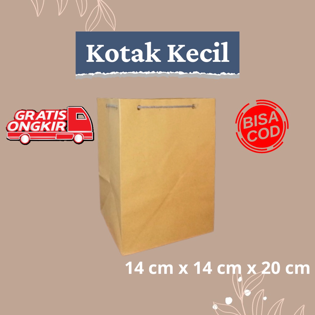 

Paper bag KOTAK KECIL POLOS COKLAT 14 x 14 x 20 / paperbag murah