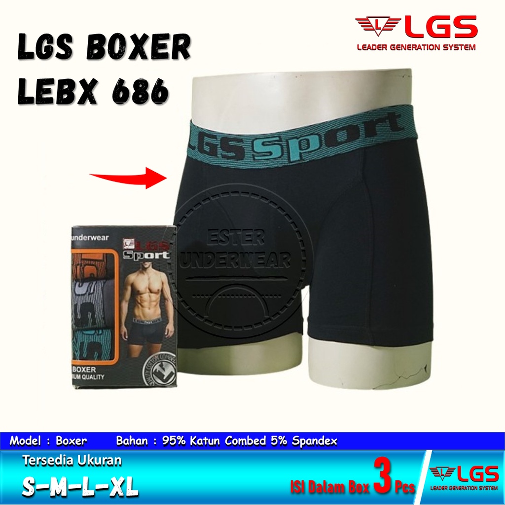 Celana Boxer Pria LGS 686 | Celana Boxer LGS LEMN 686 ISI 3 Pcs