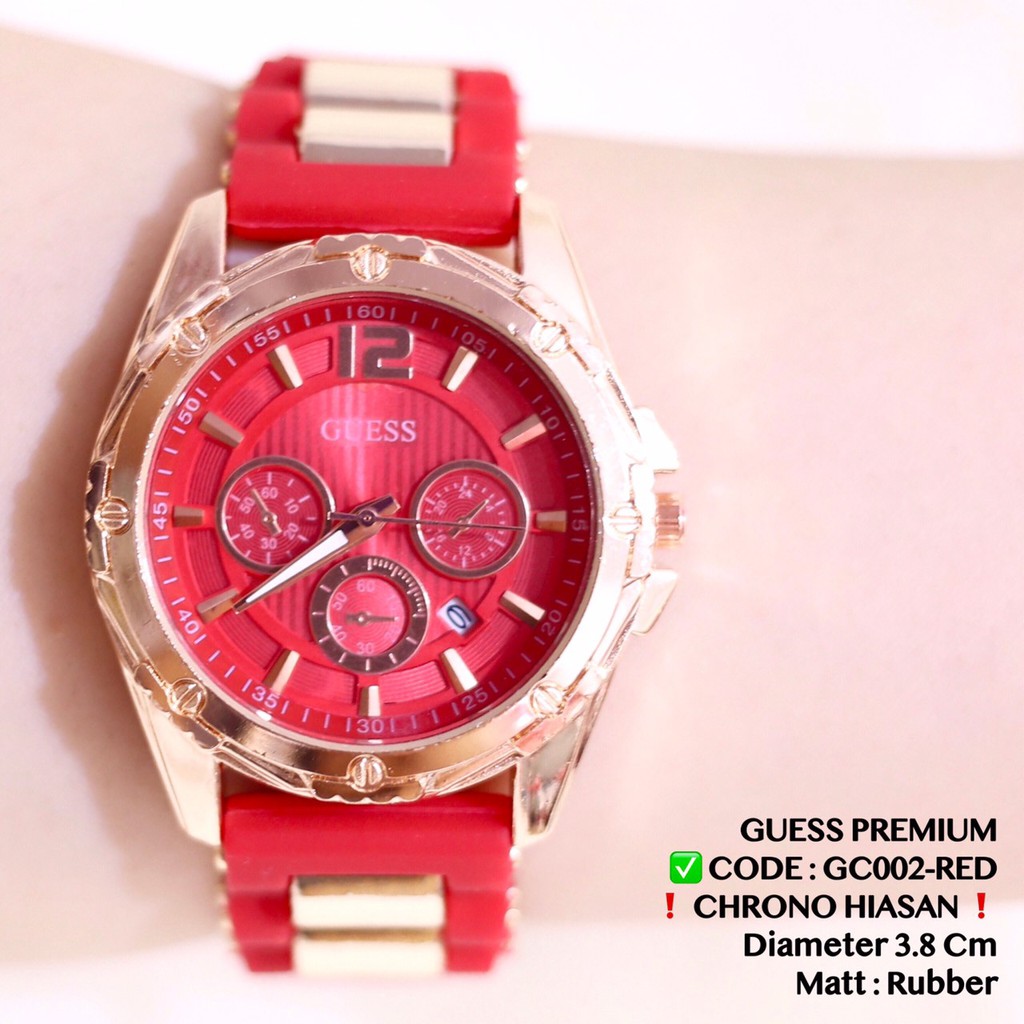 Jam tangan wanita tanggal aktif tali rubber karet fashion cewek free baterai analog GC001