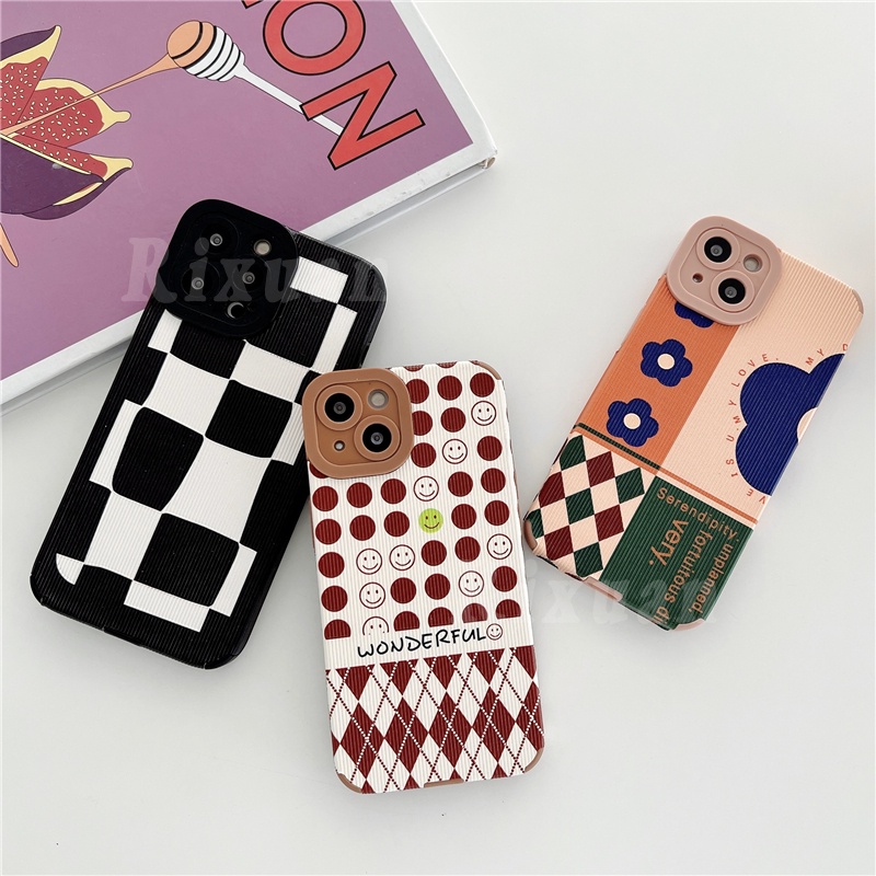 Casing Soft Case Huawei Nova 7SE Nova8 8Pro 7Pro P50 P40 P30Pro Mate 30 40Pro Motif Bunga Smiley Bahan Kulit