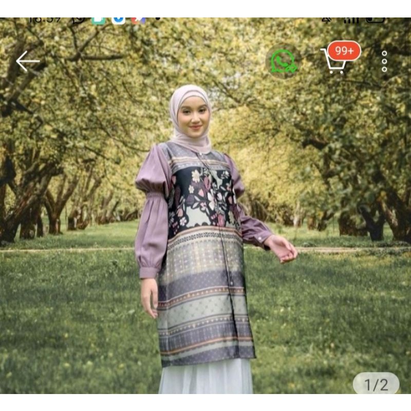 Binar blouse nature L vanilla hijab
