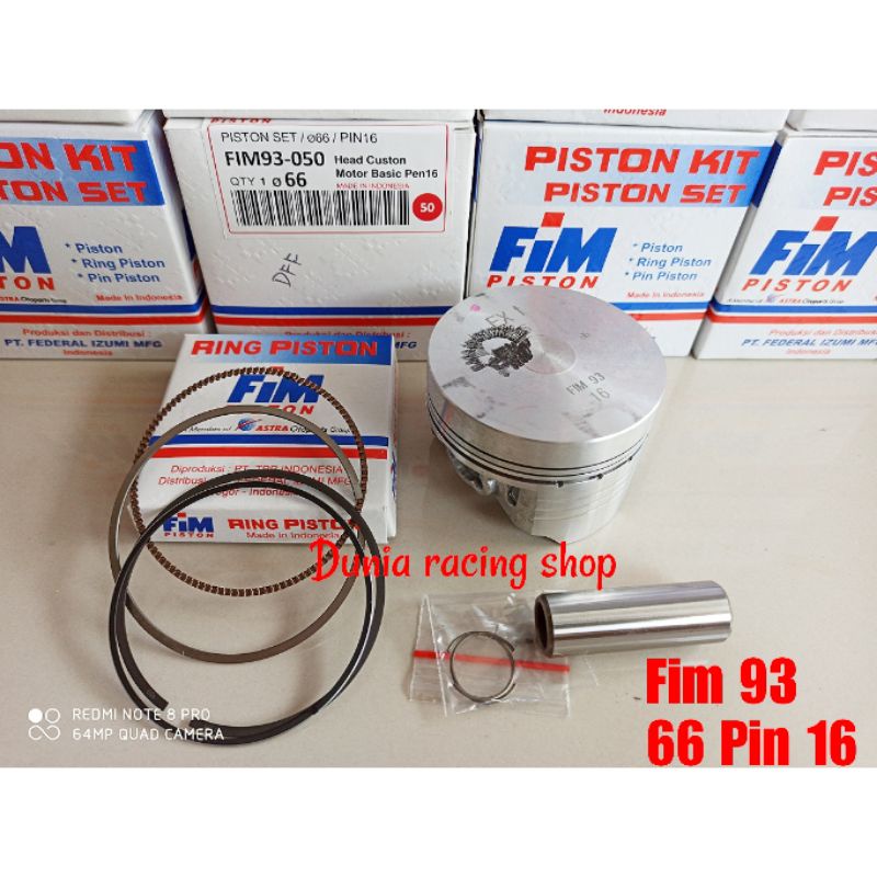 Piston Fim Seher Fim Dome Mentah 65.5 66 66.5 67 67.5 MM Pin 16 1SET Piston Modif Pin 16 Ring seher piston Pin seher pin 16 Piston Satria Fu GSX 150