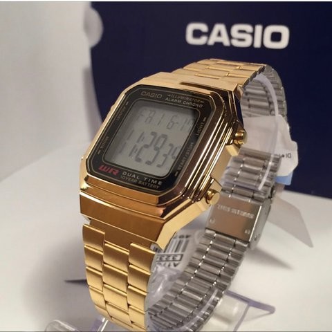 Casio Original A178WGA-1A / A178WGA-1A Jam Tangan Unisex - Digital - Stainless - Gold