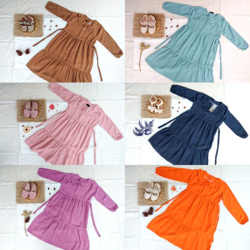 Gamis Anak Rayon Premium Midi Dress Usia 1 - 8 Tahun