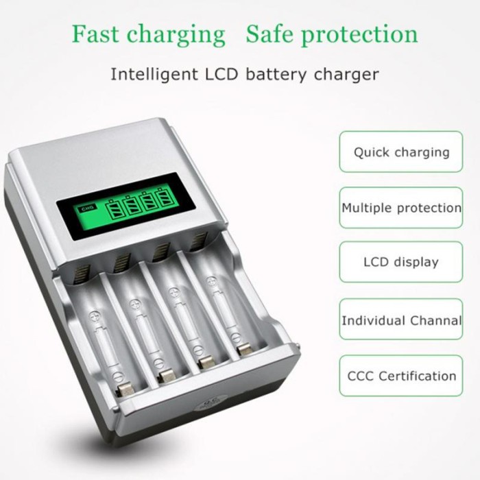 Taffware Charger Baterai 4 Slot LCD Display for AA AAA NiMh NiCd C903W