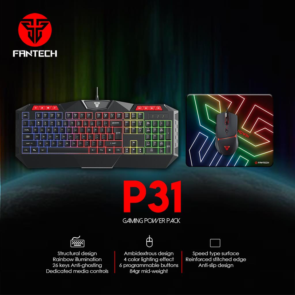 fantech 3 in 1 combo p31 gaming keyboard mouse mousepad