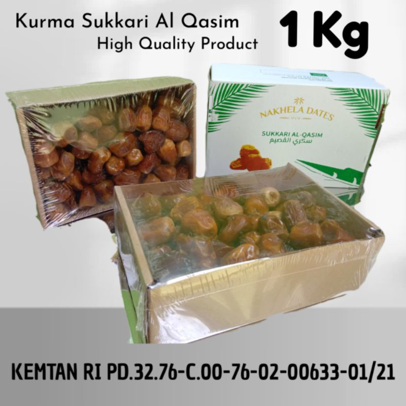

Kurma Sukkari Al Qasim 1 Kg Grade A Kemasan VIV Aman Perjalanan Jauh