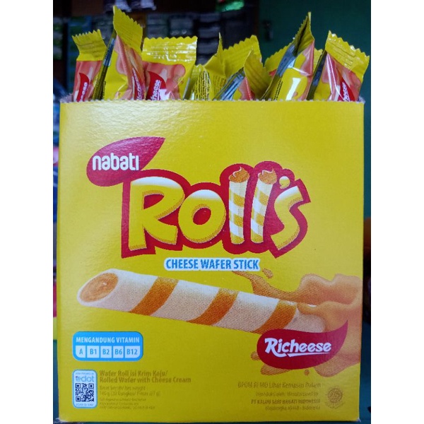 

Nabati Rolls Cheese Wafer Stick Richeese 1 Dus Isi 20 Bungkus