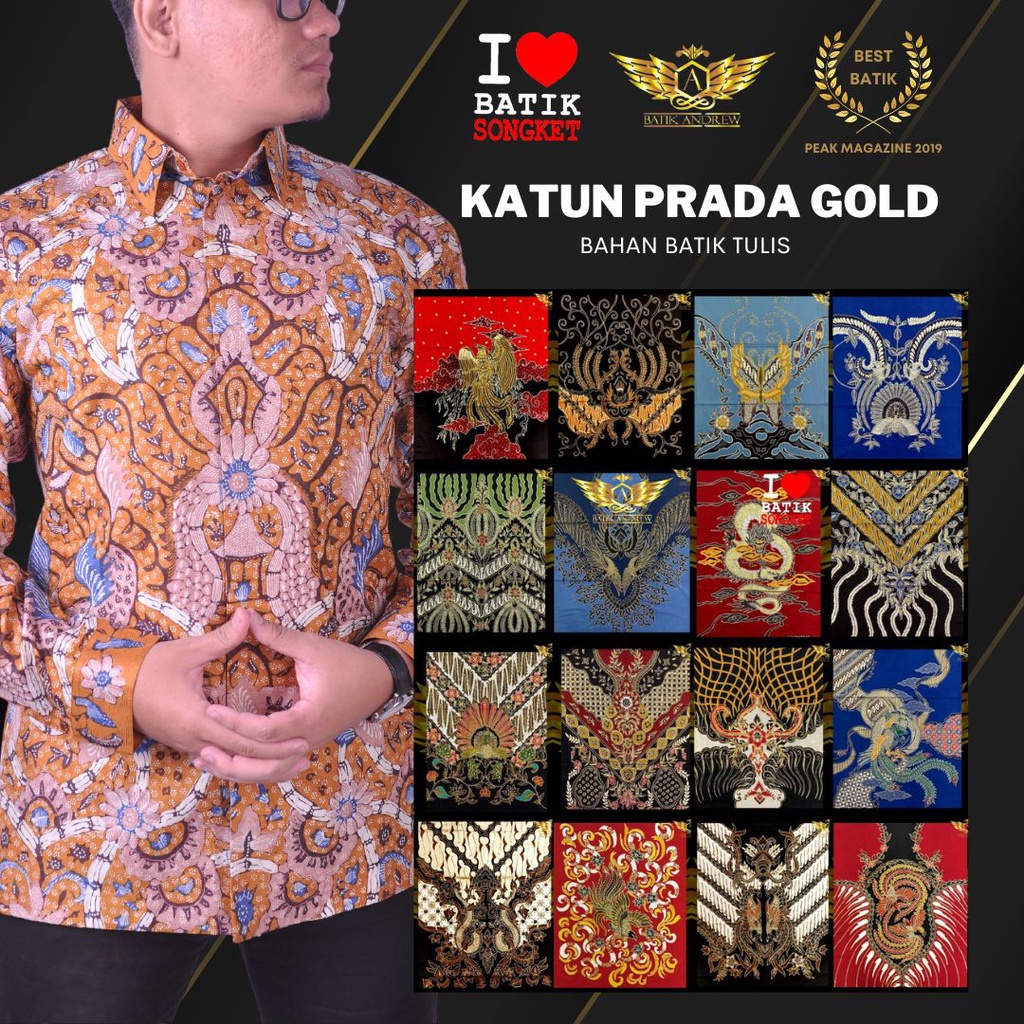KATUN TULIS POLA PRADA TINTA EMAS BAHAN KAIN BATIK TULIS HALUS PREMIUM KATALOG